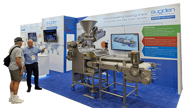 Large format printed panels for an exhibition stand give a complete visual wall of graphics and information.